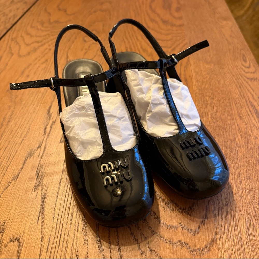 Miu Miu Glossy Black Dress Shoes